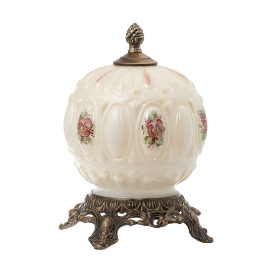 10" Nite Lite/Opal with Purple Pansy