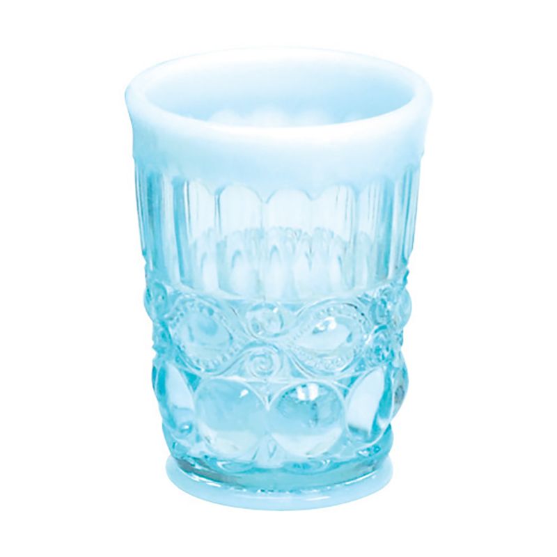 Eyewinker Goblet Mosser USA Aqua Blue Opalescent Glass 